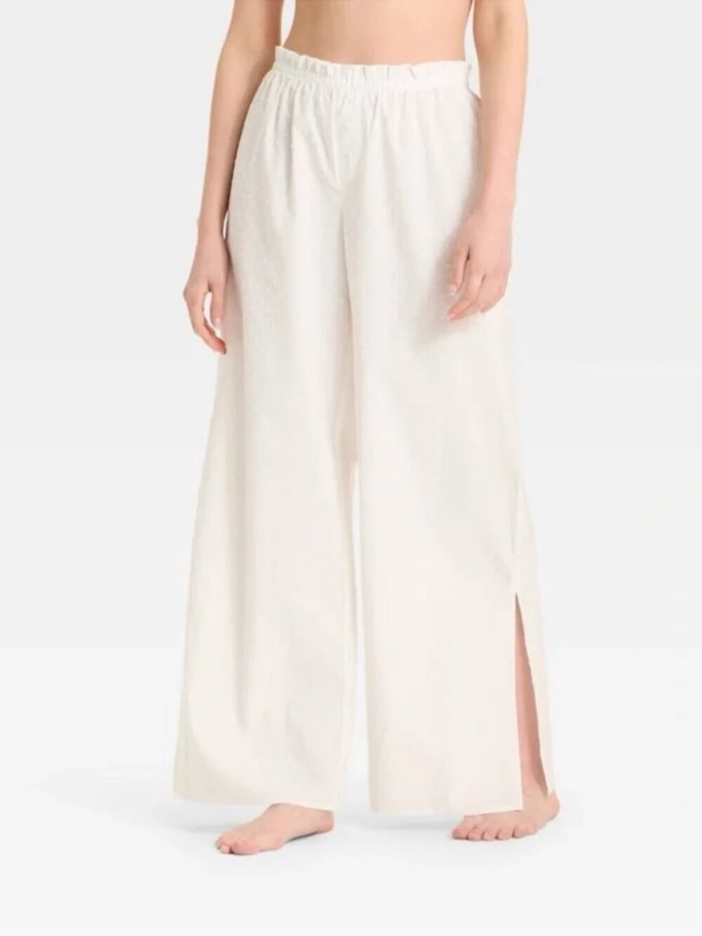 NWT Colsie Swiss Dot Cotton Poplin Pajama Pant White Wide Leg Pull On Size XS